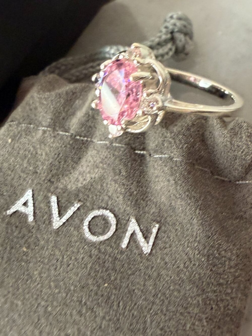NIB Delicate Dainty Sterling 925 Oval Pink & White CZ Ring - 6 - Picture 5 of 12